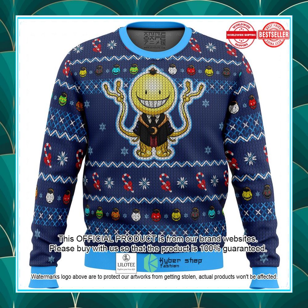 koro sensei tentacles assassination classroom ugly christmas sweater 1 497
