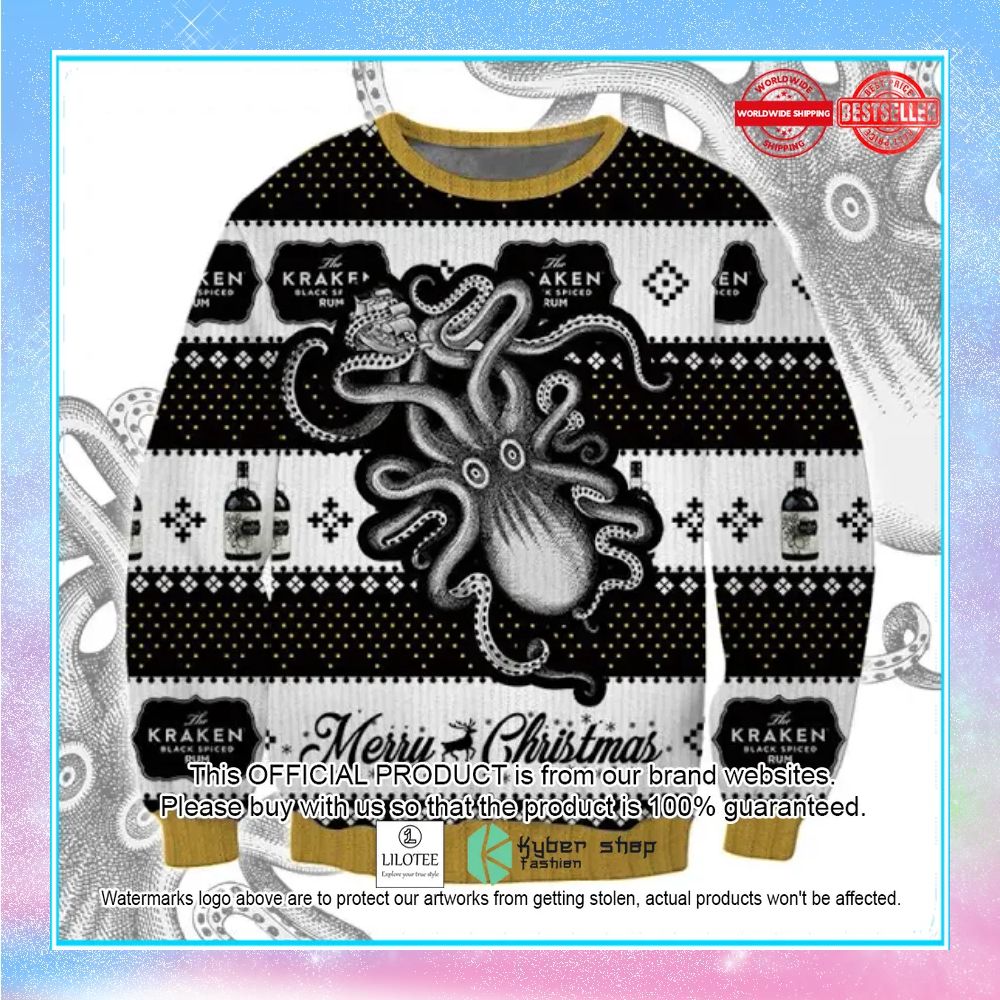 kraken black spiced rum merry christmas ugly sweater 1 405