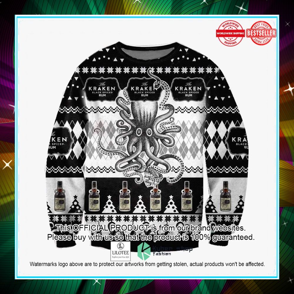 kraken rum black spiced ugly christmas sweater 1 468