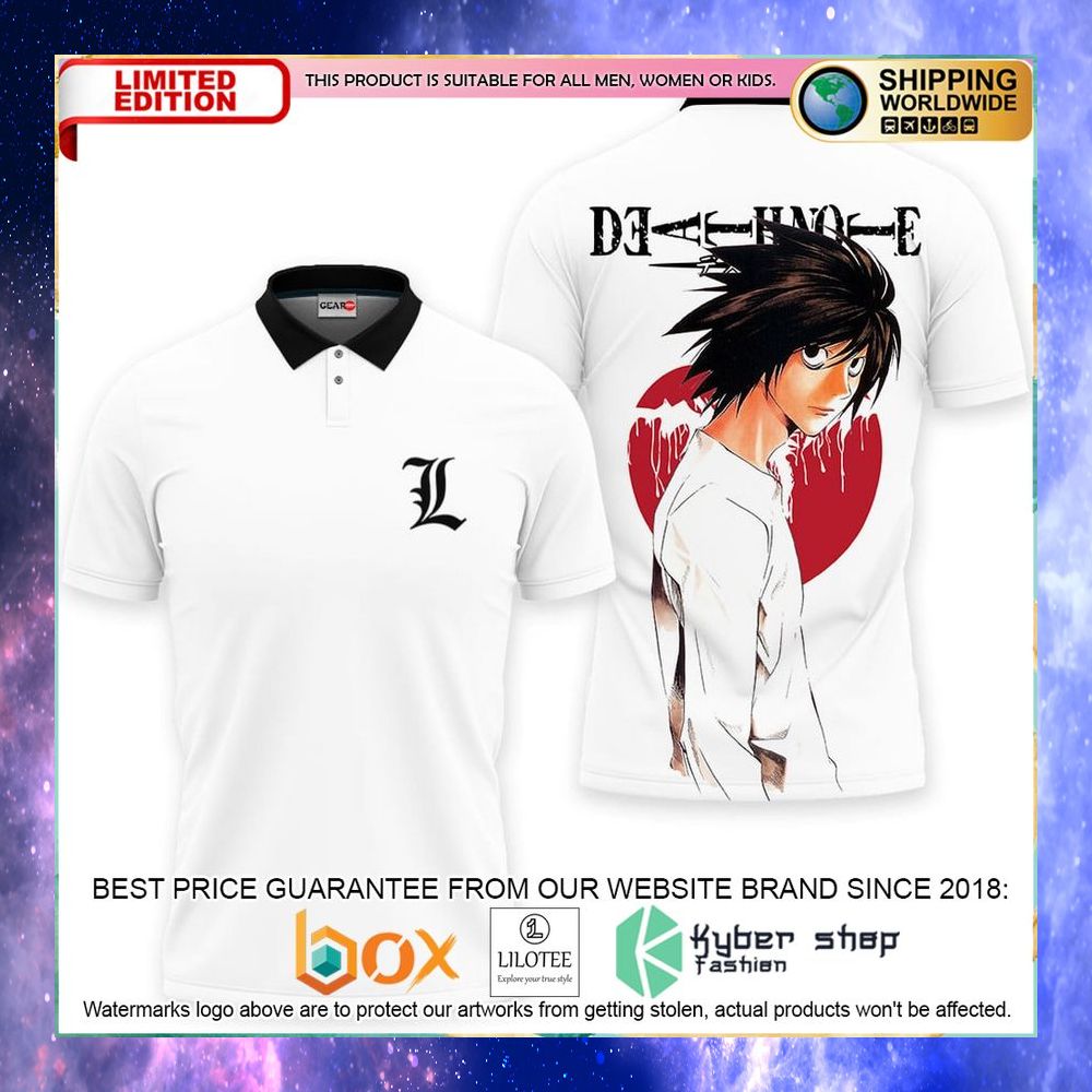 l lawliet death note anime polo shirt 1 829