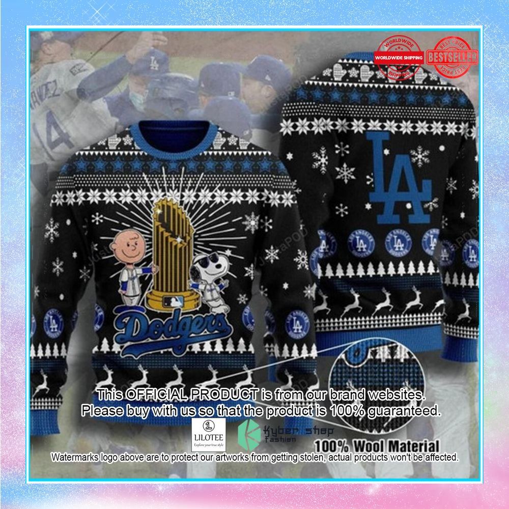 snoopy charlie brown la dodgers christmas sweater 1 432