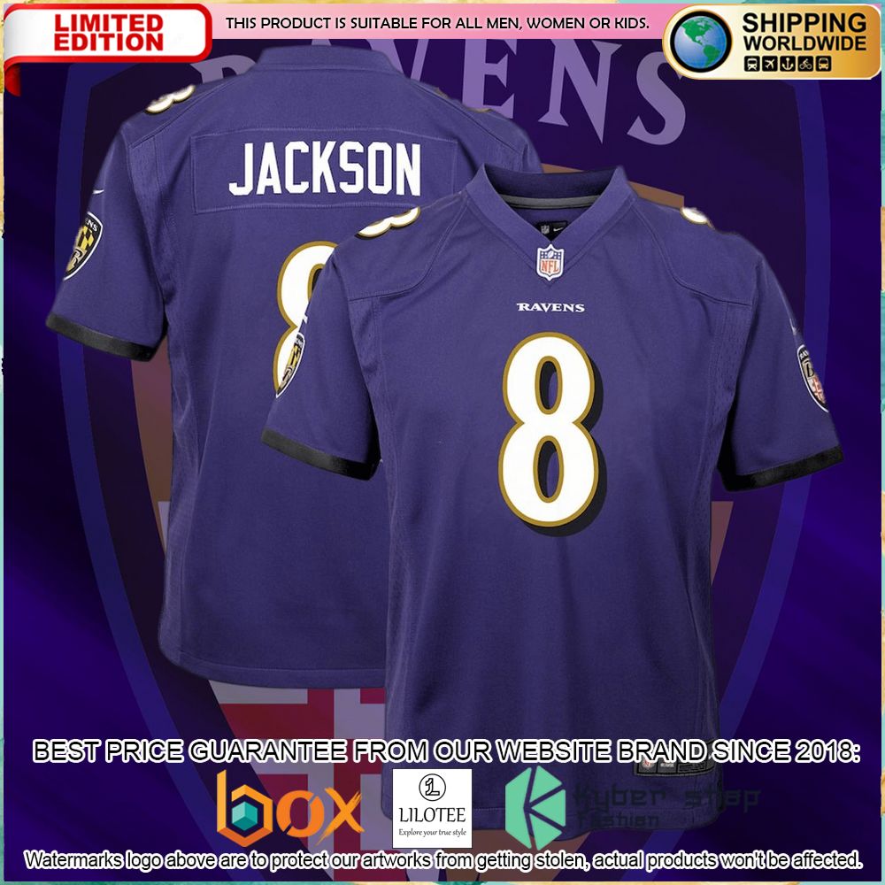 lamar jackson baltimore ravens nike youth purple football jersey 1 126