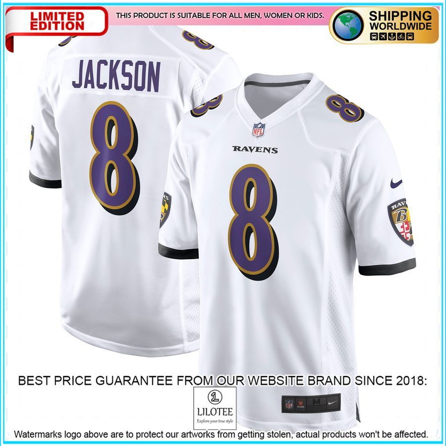 lamar jackson baltimore ravens white football jersey 1 387