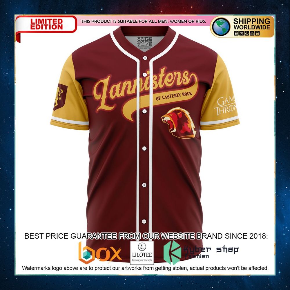 lannisters of casterly rock game of thrones baseball jersey 1 615
