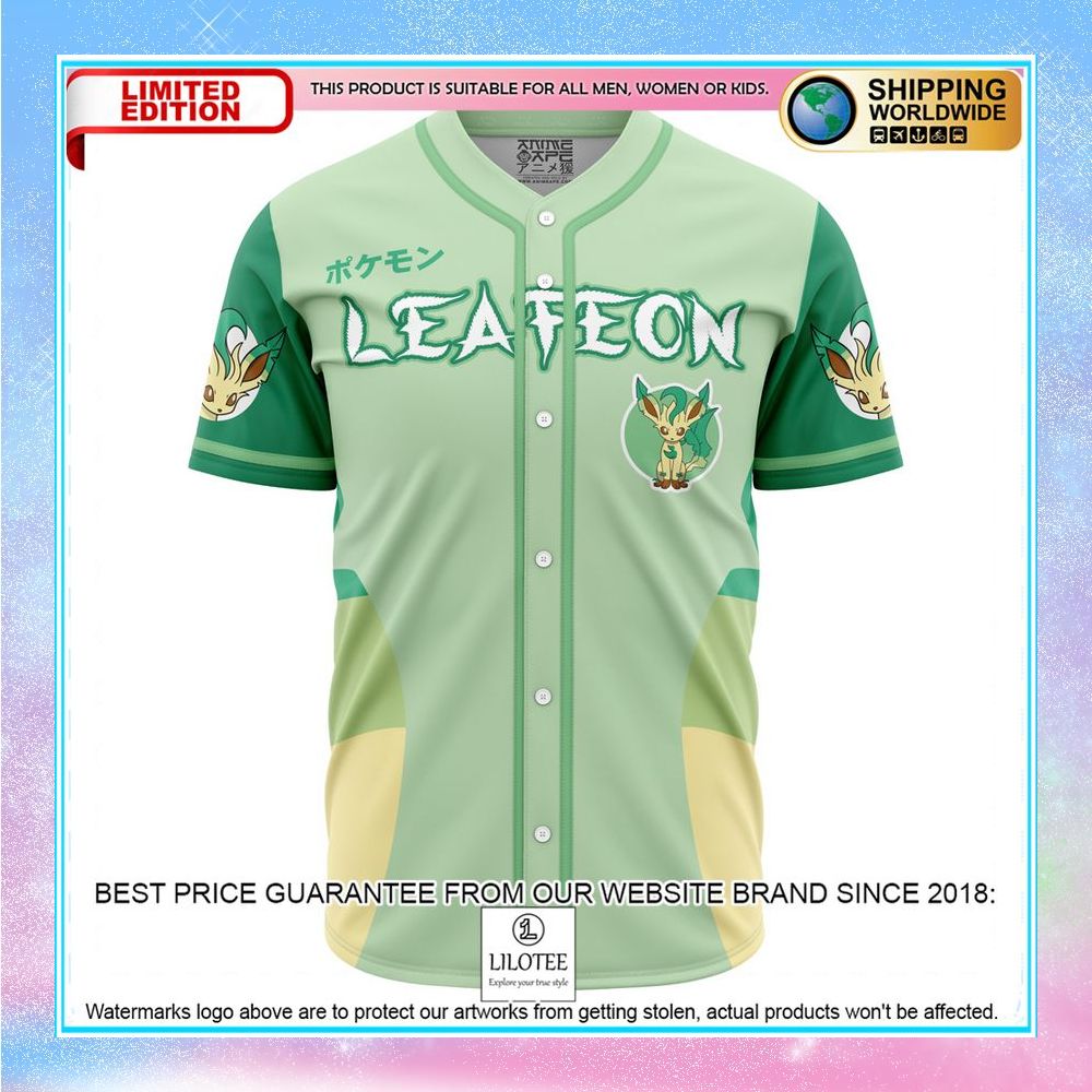 leafeon eeveelution pokemon baseball jersey 1 110