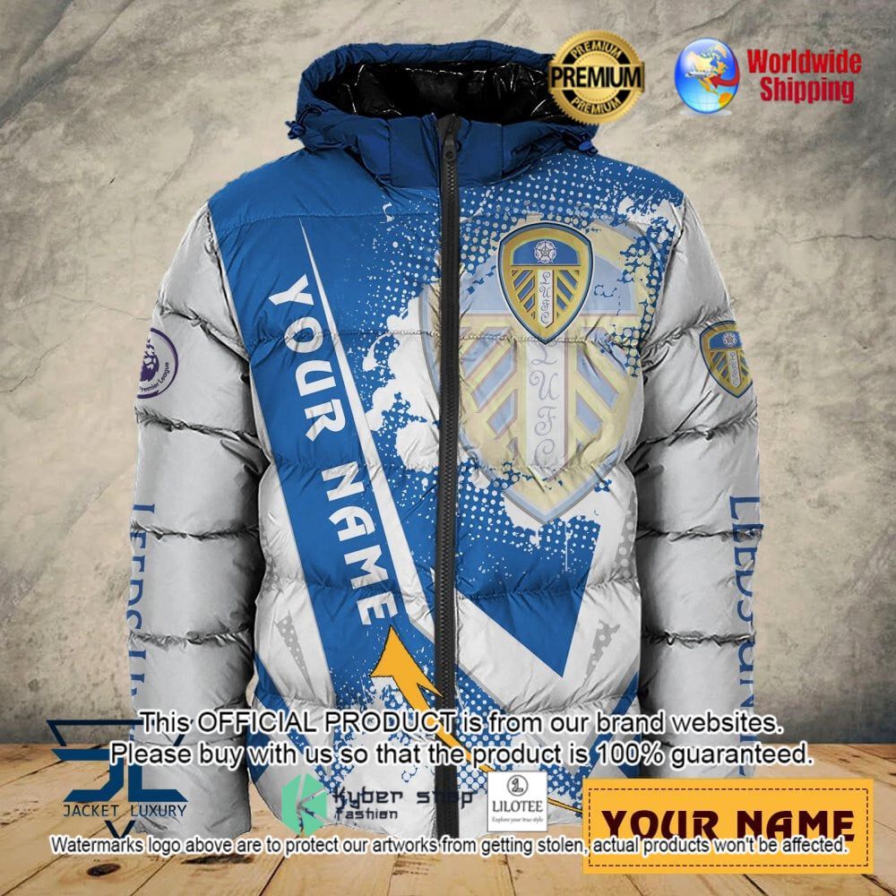 leeds united fc custom name 3d puffer down jacket bomber jacket 1 640