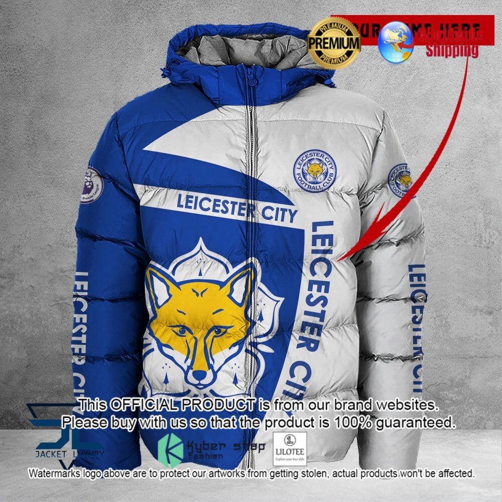 leicester city fc blue white custom name 3d puffer down jacket bomber jacket 1 278