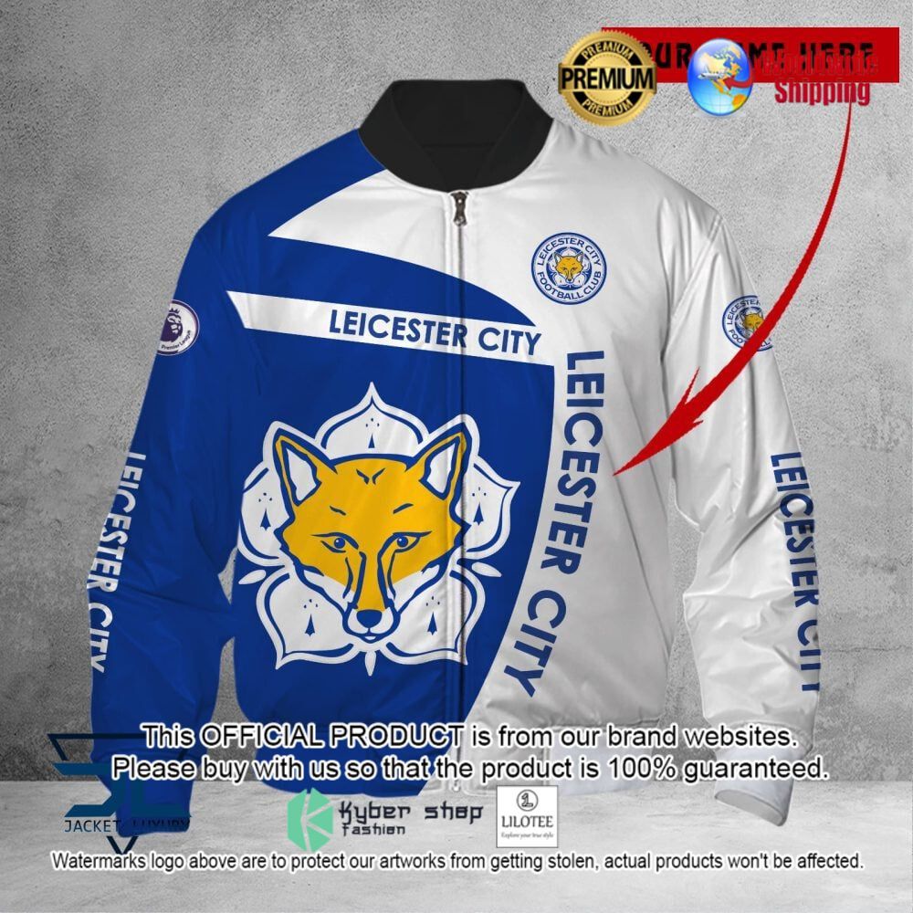 leicester city fc blue white custom name 3d puffer down jacket bomber jacket 2 483