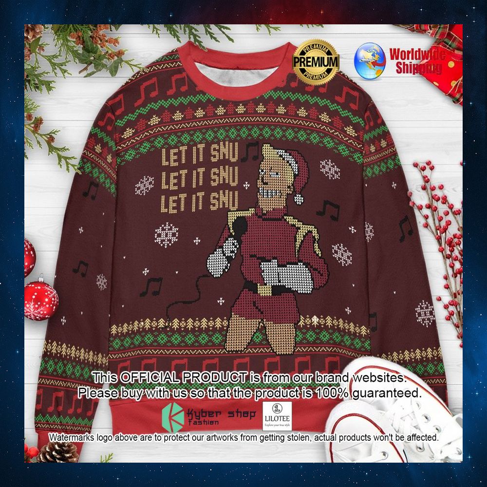 let it snu let it snu zapp brannigan futurama christmas sweater 1 83