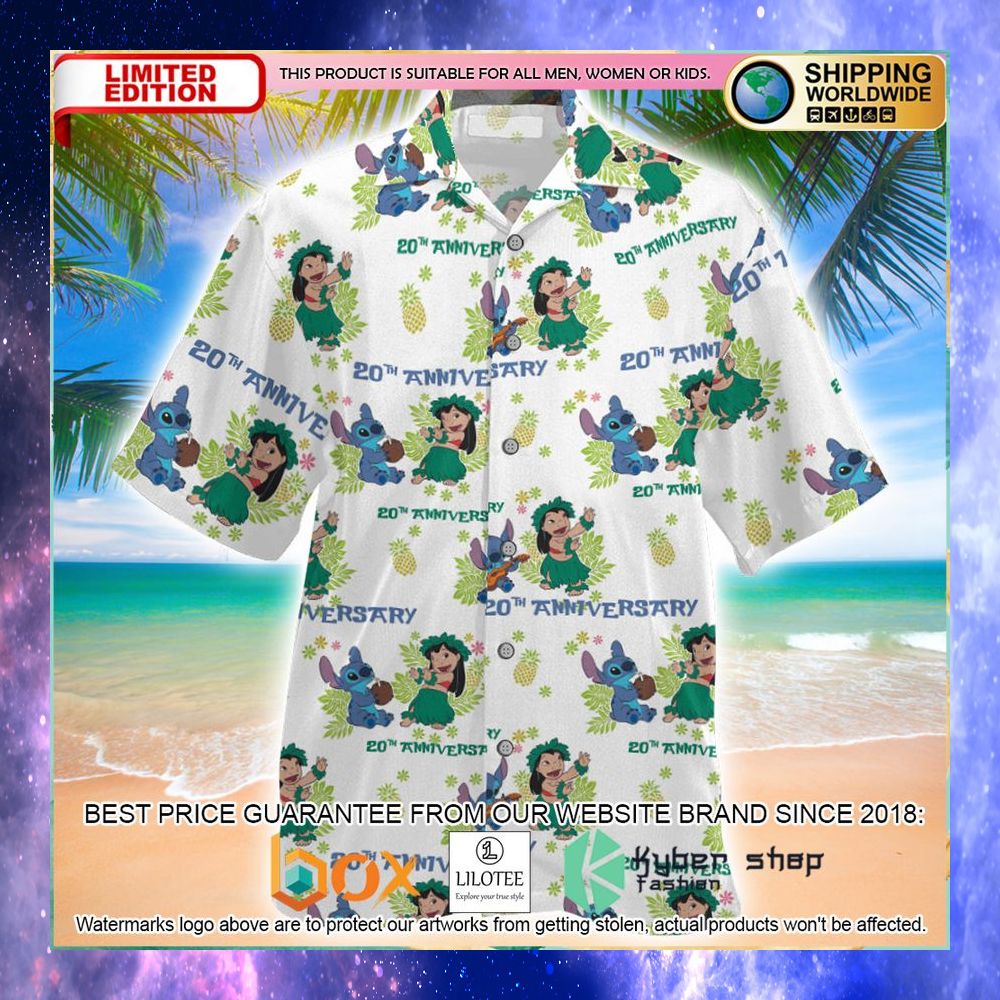 lilo stitch 20th anniversary hawaiian shirt 1 998