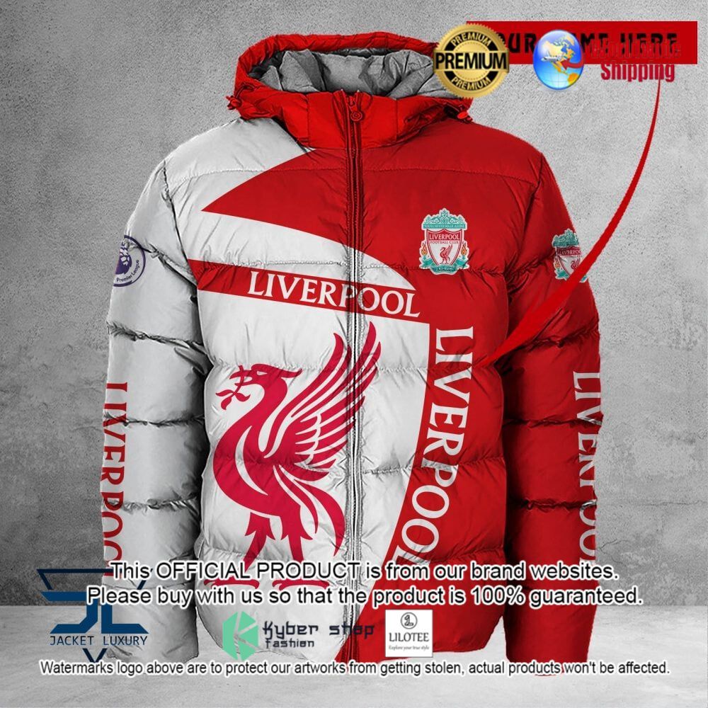 liverpool fc red white custom name 3d puffer down jacket bomber jacket 1 452