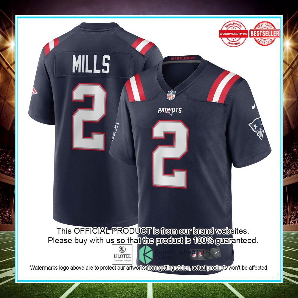 jalen mills new england patriots nike game player navy football jersey 1 380