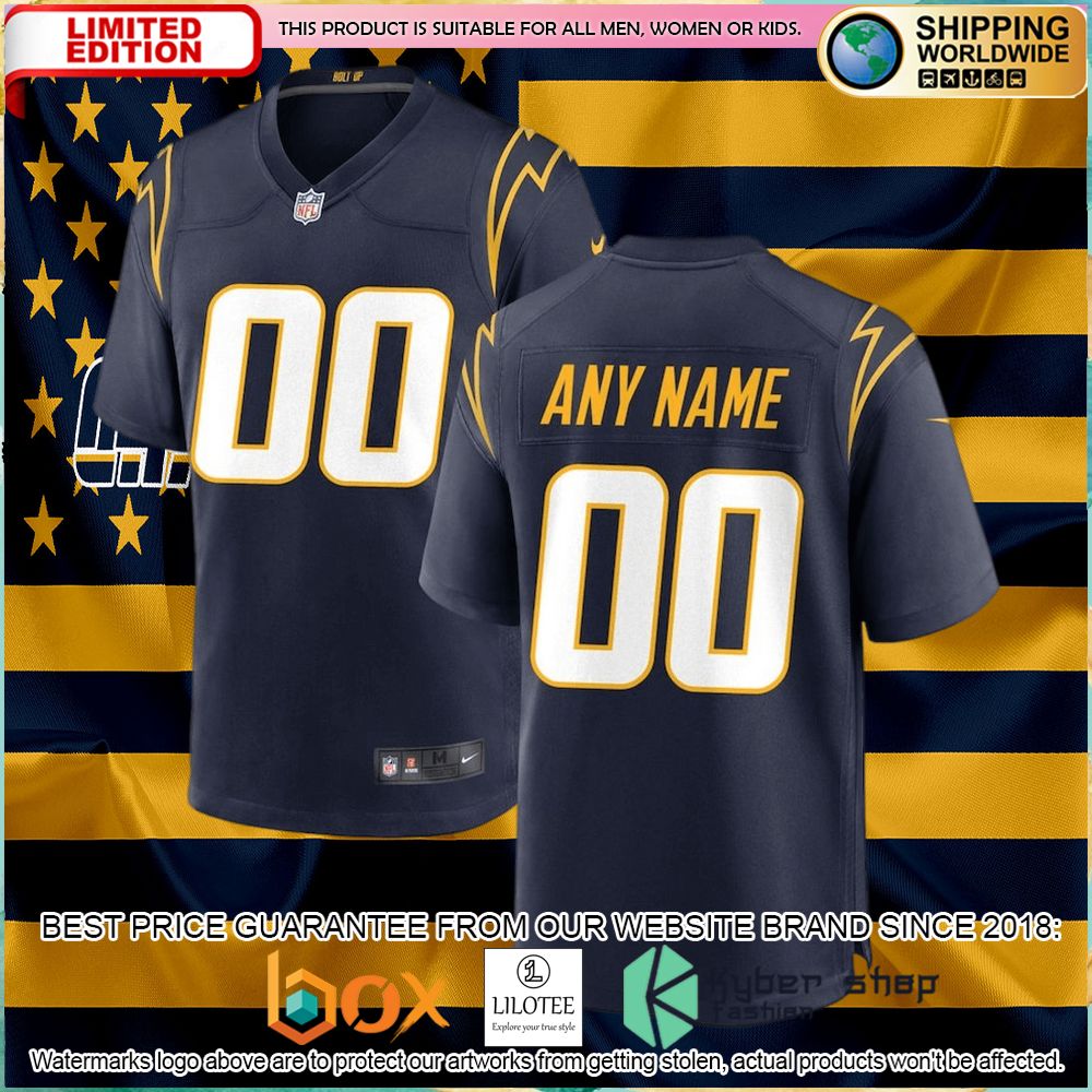 los angeles chargers nike alternate custom navy football jersey 1 320
