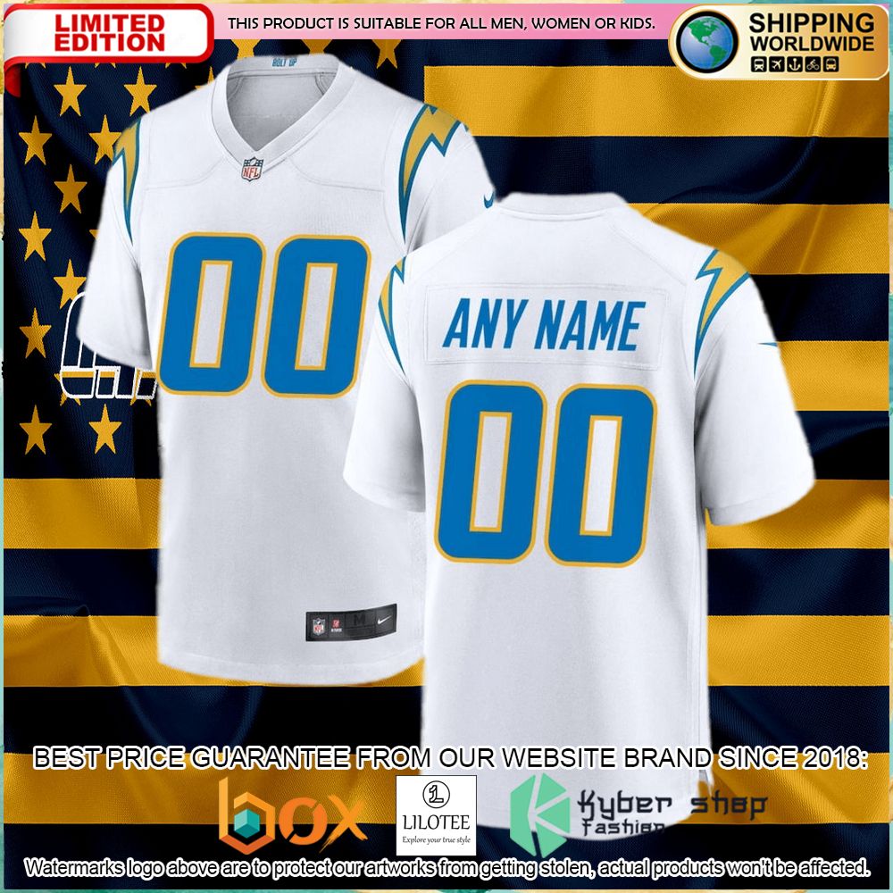 los angeles chargers nike custom white football jersey 1 730
