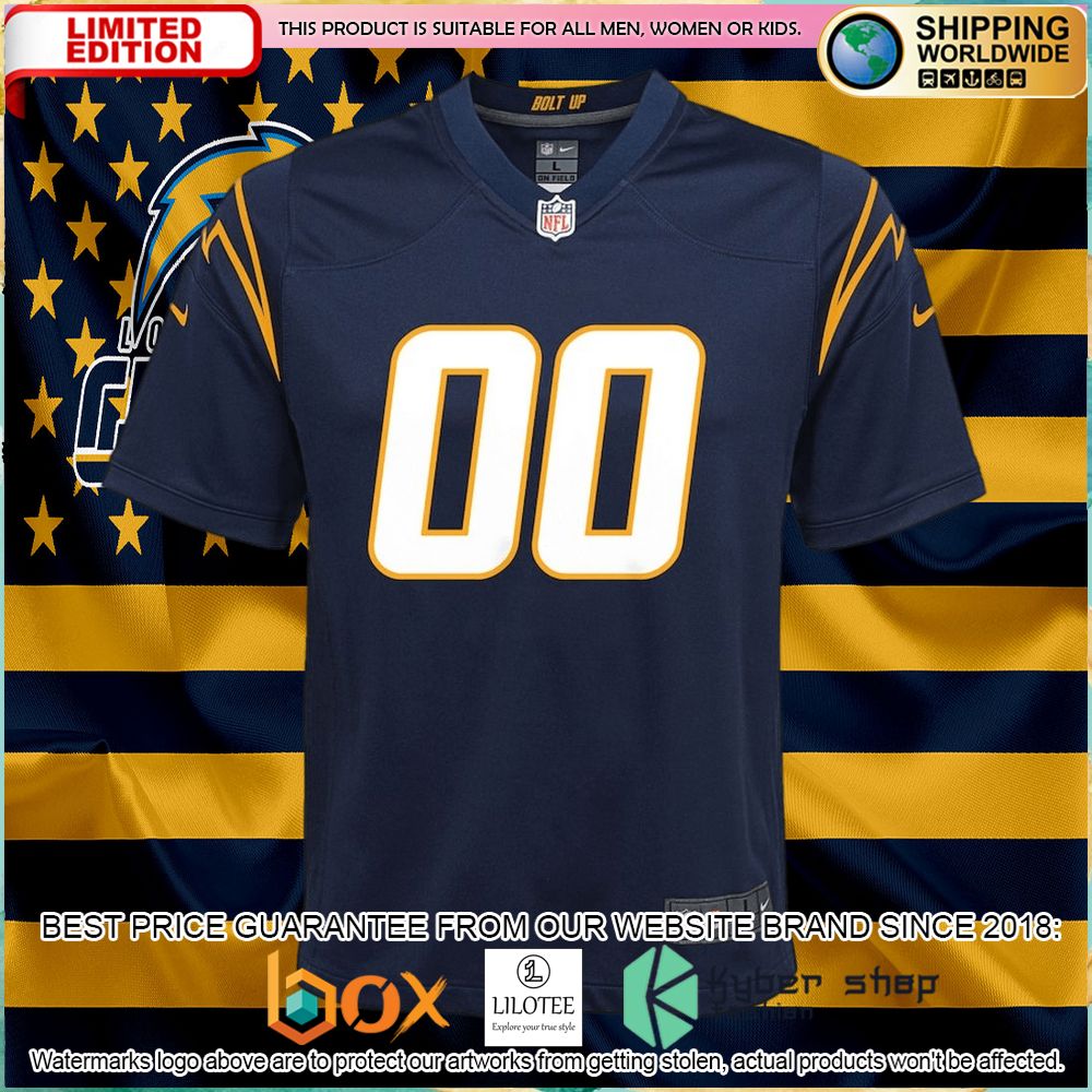 los angeles chargers nike youth alternate custom navy football jersey 2 345