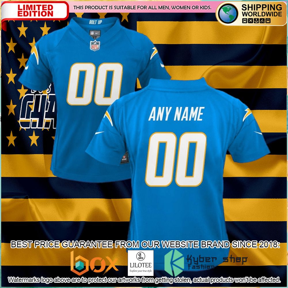 los angeles chargers nike youth custom powder blue football jersey 1 908