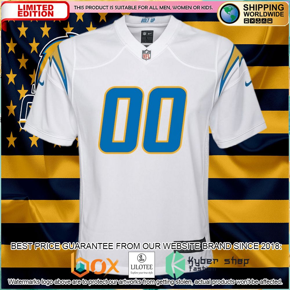 los angeles chargers nike youth custom white football jersey 2 10