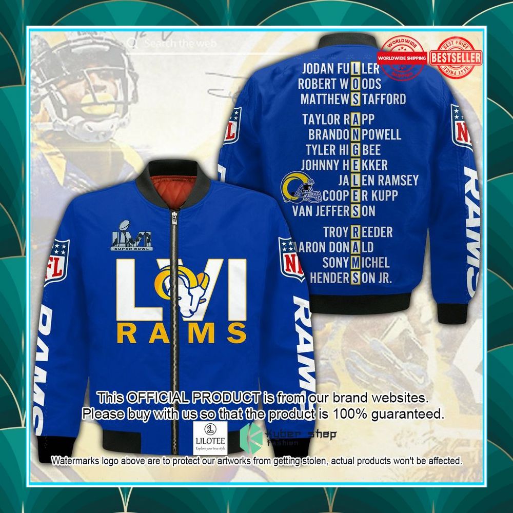 los angeles rams players name bomber jacket 1 329