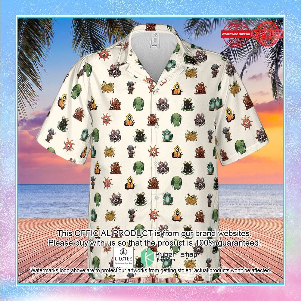 lovecraft demons cute h p lovecraft monsters pattern hawaiian shirt 2 910