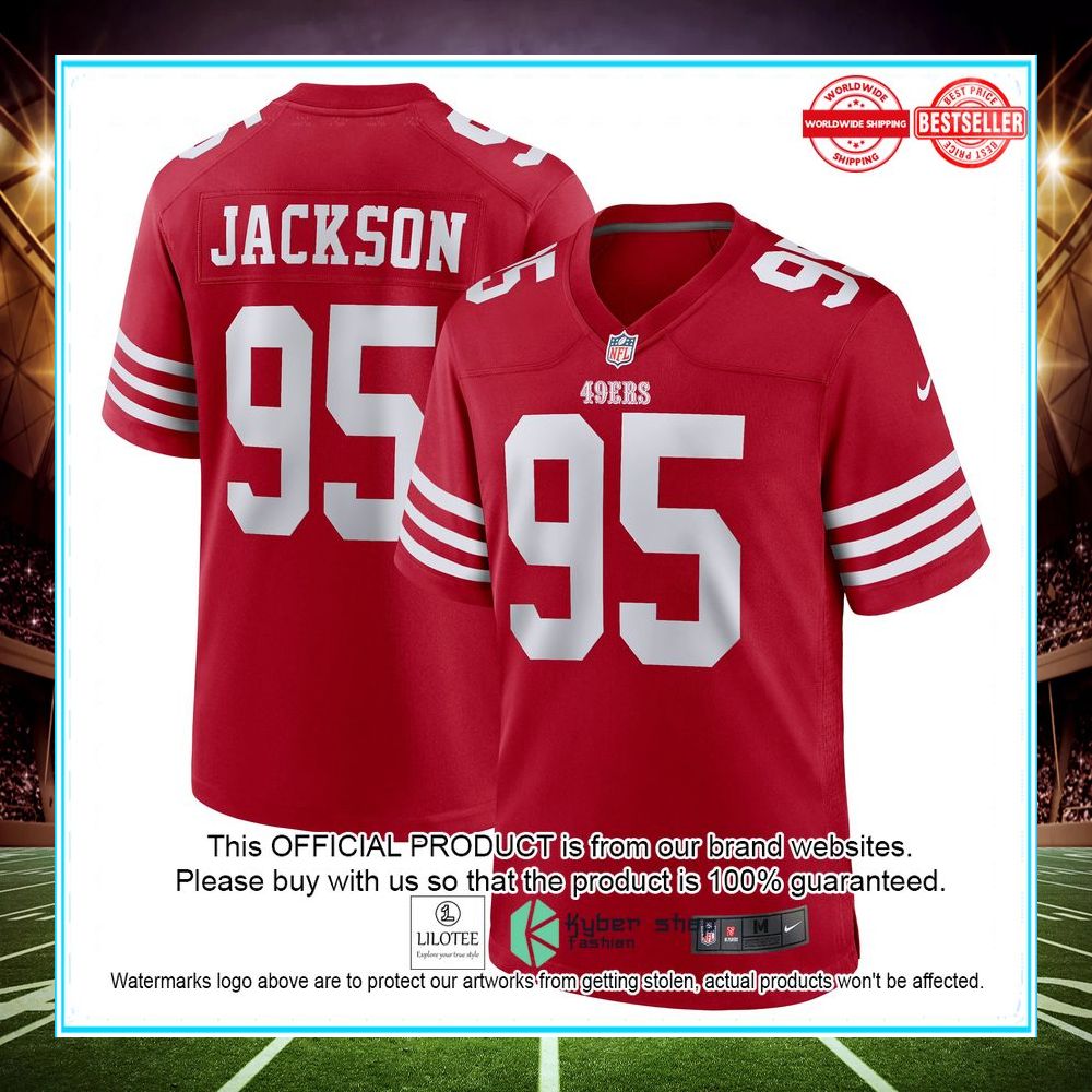 drake jackson san francisco 49ers nike game player scarlet football jersey 1 53