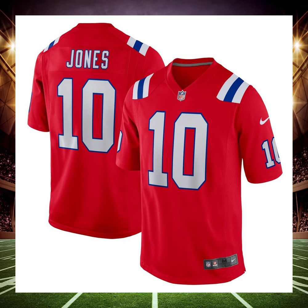 mac jones new england patriots alternate red football jersey 1 669