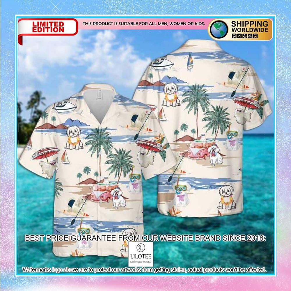 maltese summer beach hawaiian shirt 1 630