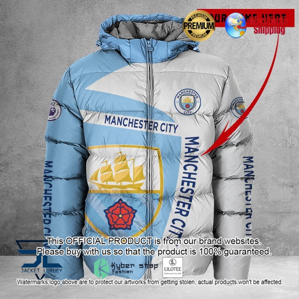 manchester city fc blue white custom name 3d puffer down jacket bomber jacket 1 465
