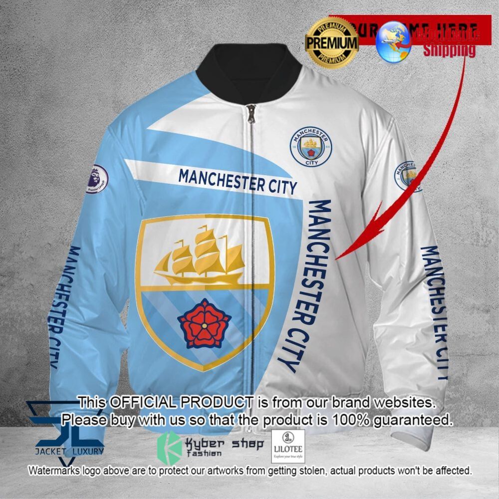 manchester city fc blue white custom name 3d puffer down jacket bomber jacket 2 531