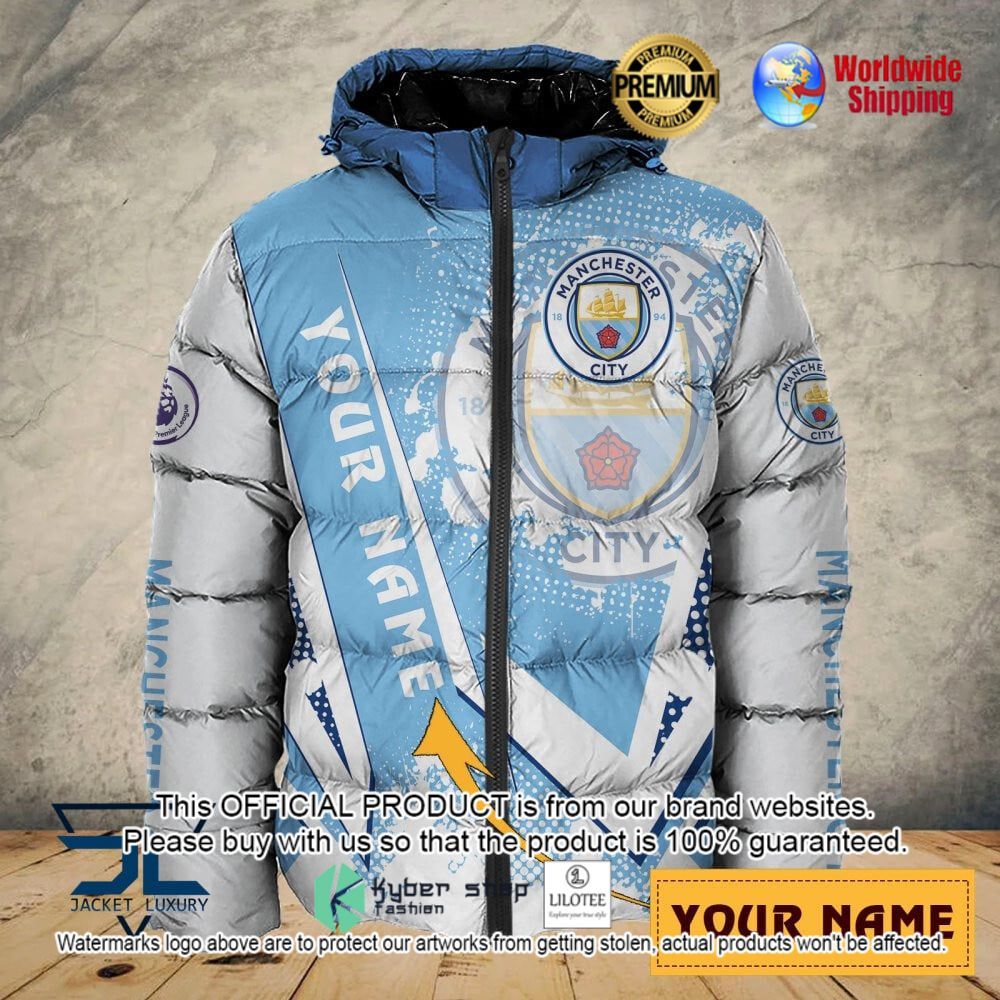 manchester city fc custom name 3d puffer down jacket bomber jacket 1 686