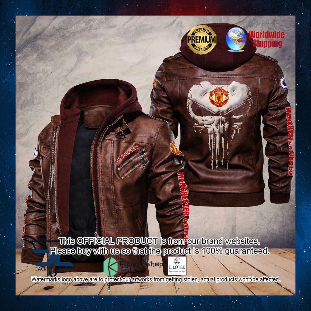 manchester united punisher skull leather jacket 2 191