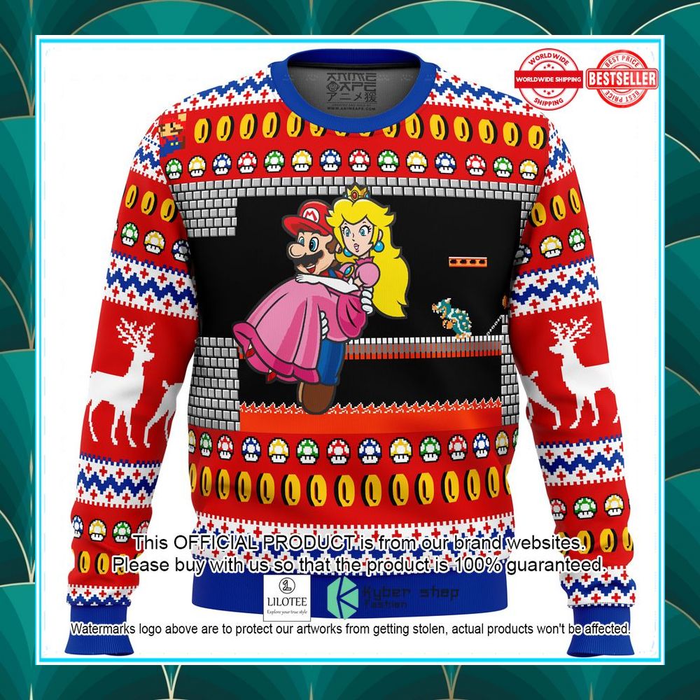 mario bowsers castle ugly christmas sweater 1 568