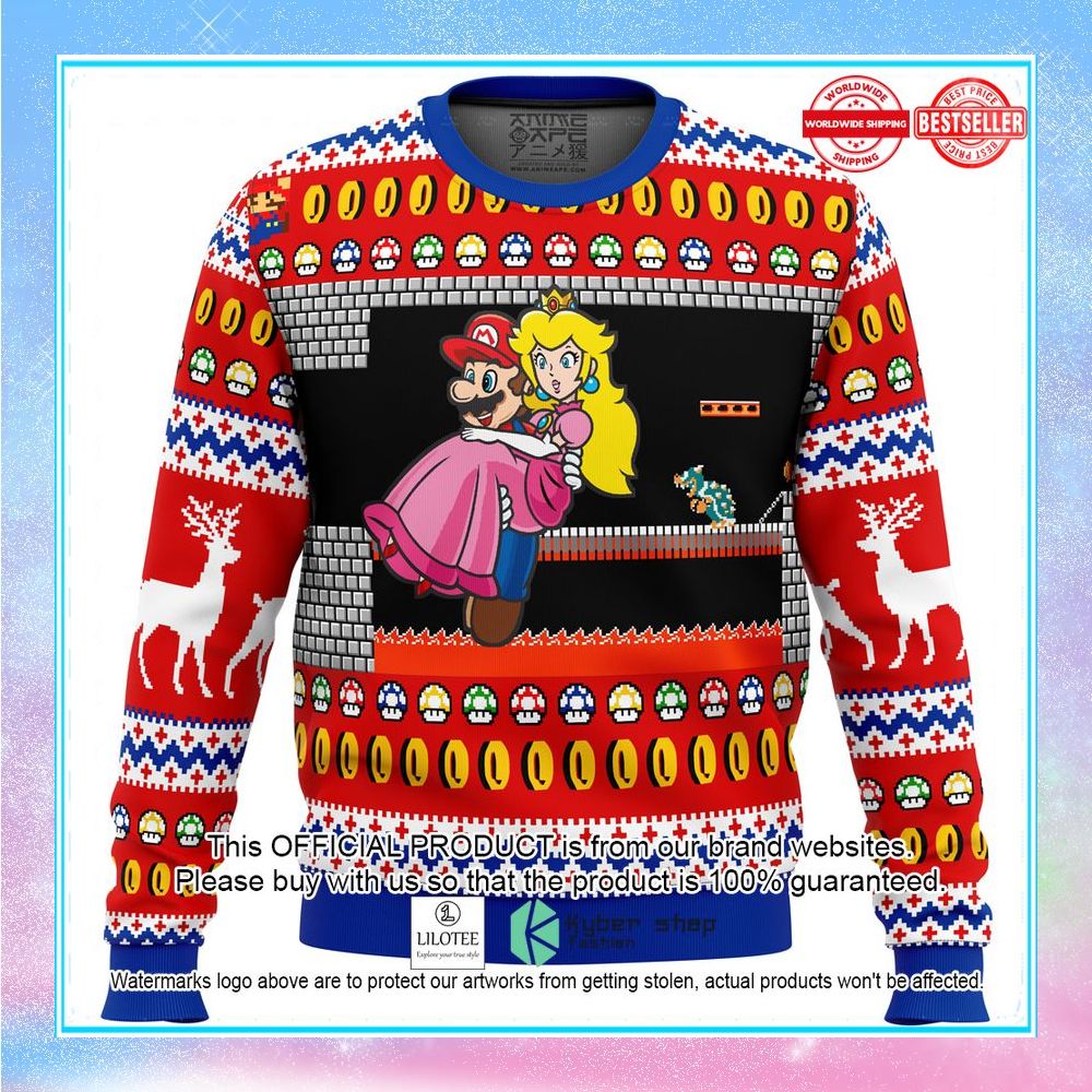 mario bowsers castle ugly christmas sweater 1 695