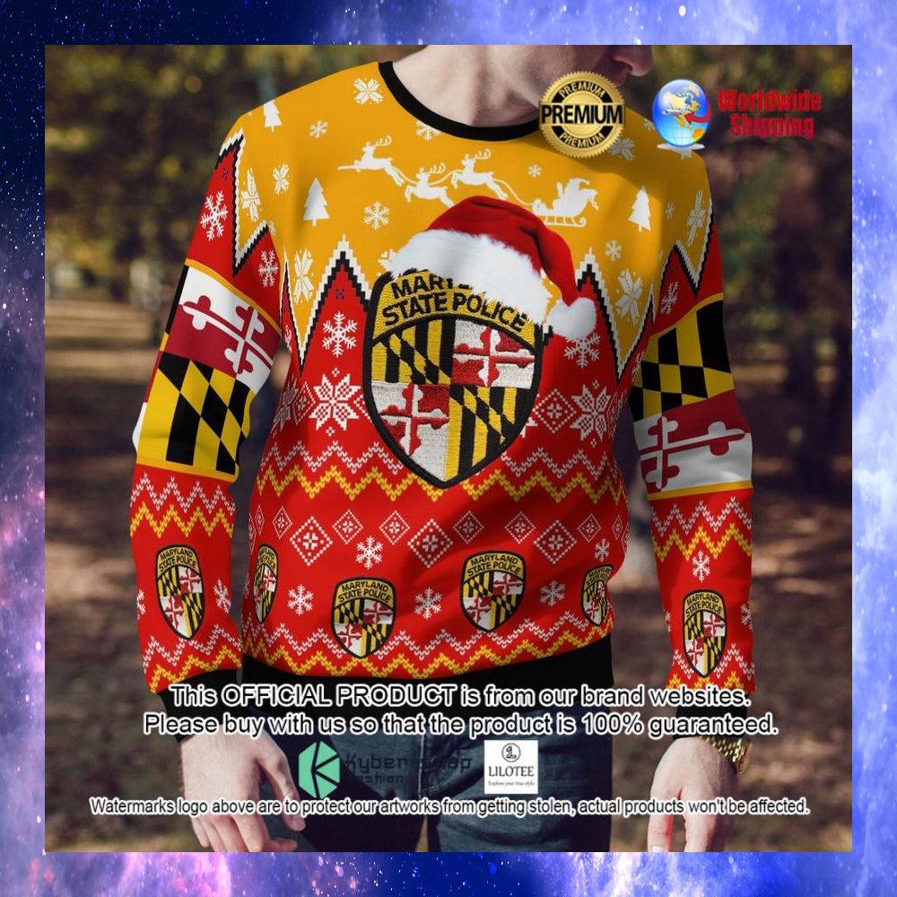 maryland state police santa hat ugly sweater 1 114