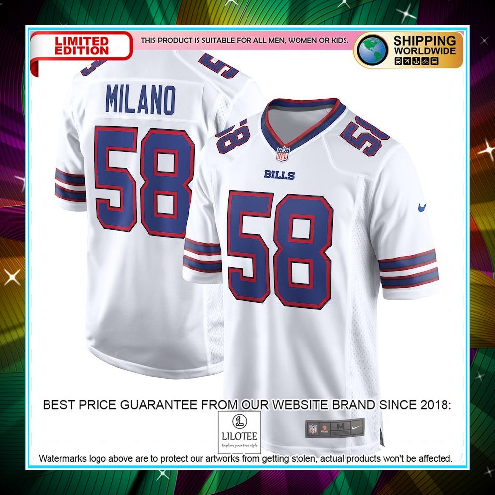 matt milano buffalo bills away player white football jersey 1 701
