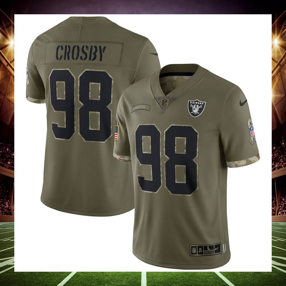 maxx crosby las vegas raiders 2022 salute to service limited olive football jersey 1 777