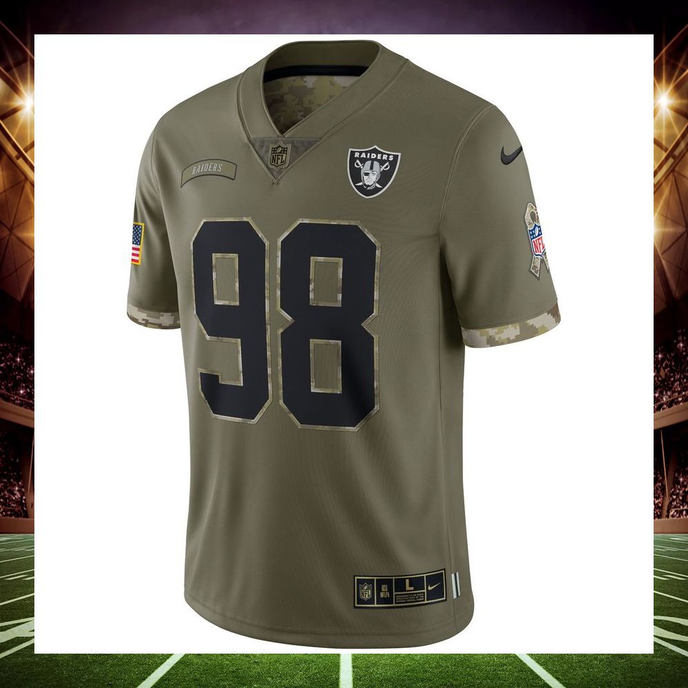 maxx crosby las vegas raiders 2022 salute to service limited olive football jersey 2 223