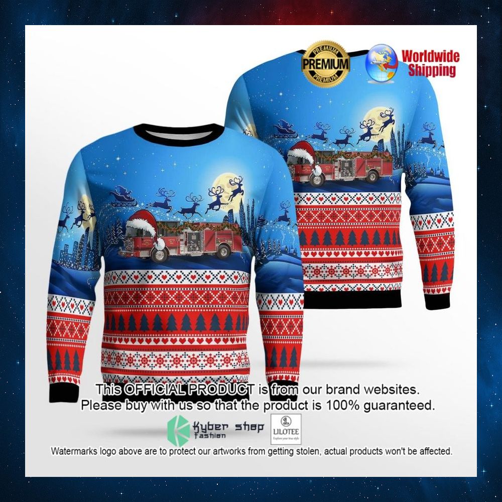 medora illinois medora fire protection district santa hat sweater 1 279