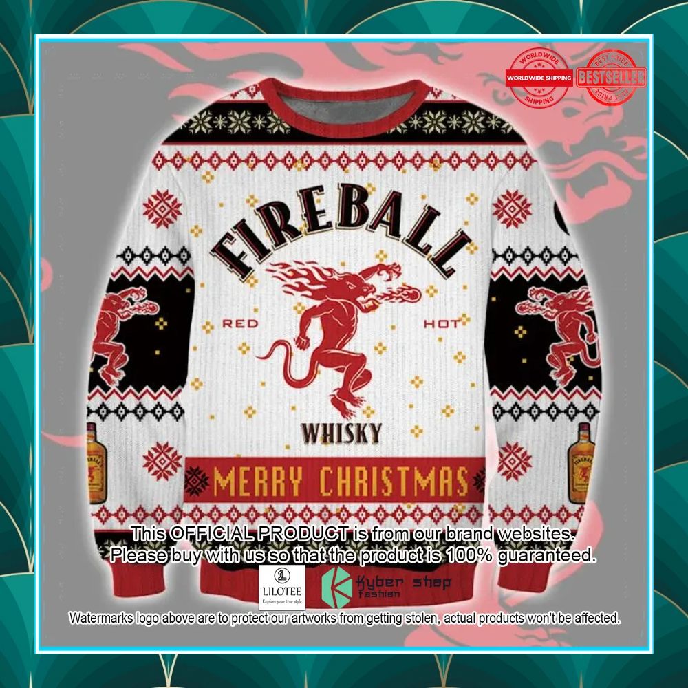 merry christmas fireball whisky ugly sweater 1 124