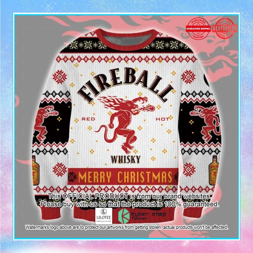 merry christmas fireball whisky ugly sweater 1 974