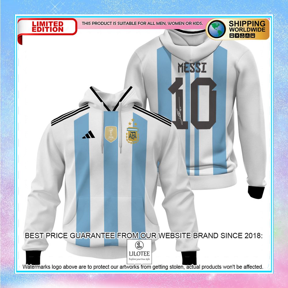messi 10 3 stars argentina football team 3d hoodie shirt 1 297
