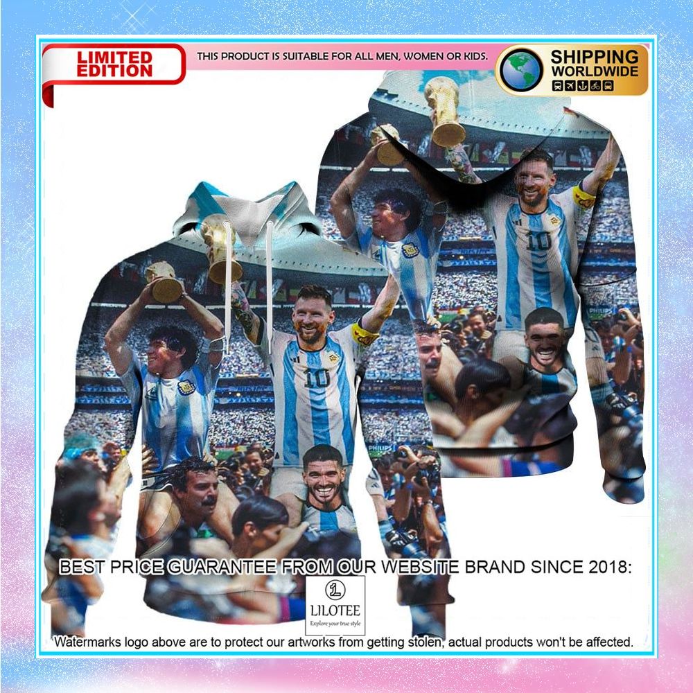 messi 10 argentina champions world cup 2022 3d hoodie shirt 1 23