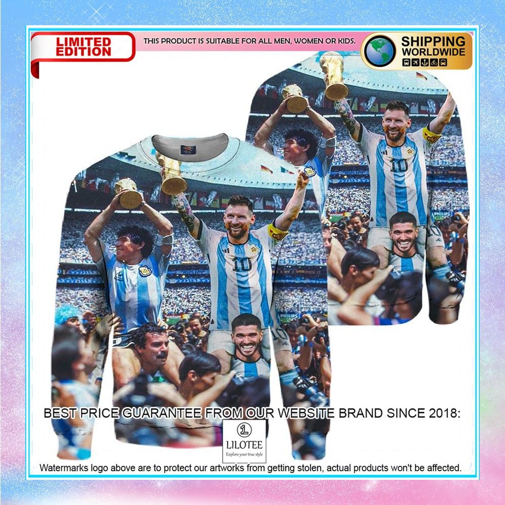 messi 10 argentina champions world cup 2022 3d hoodie shirt 2 939