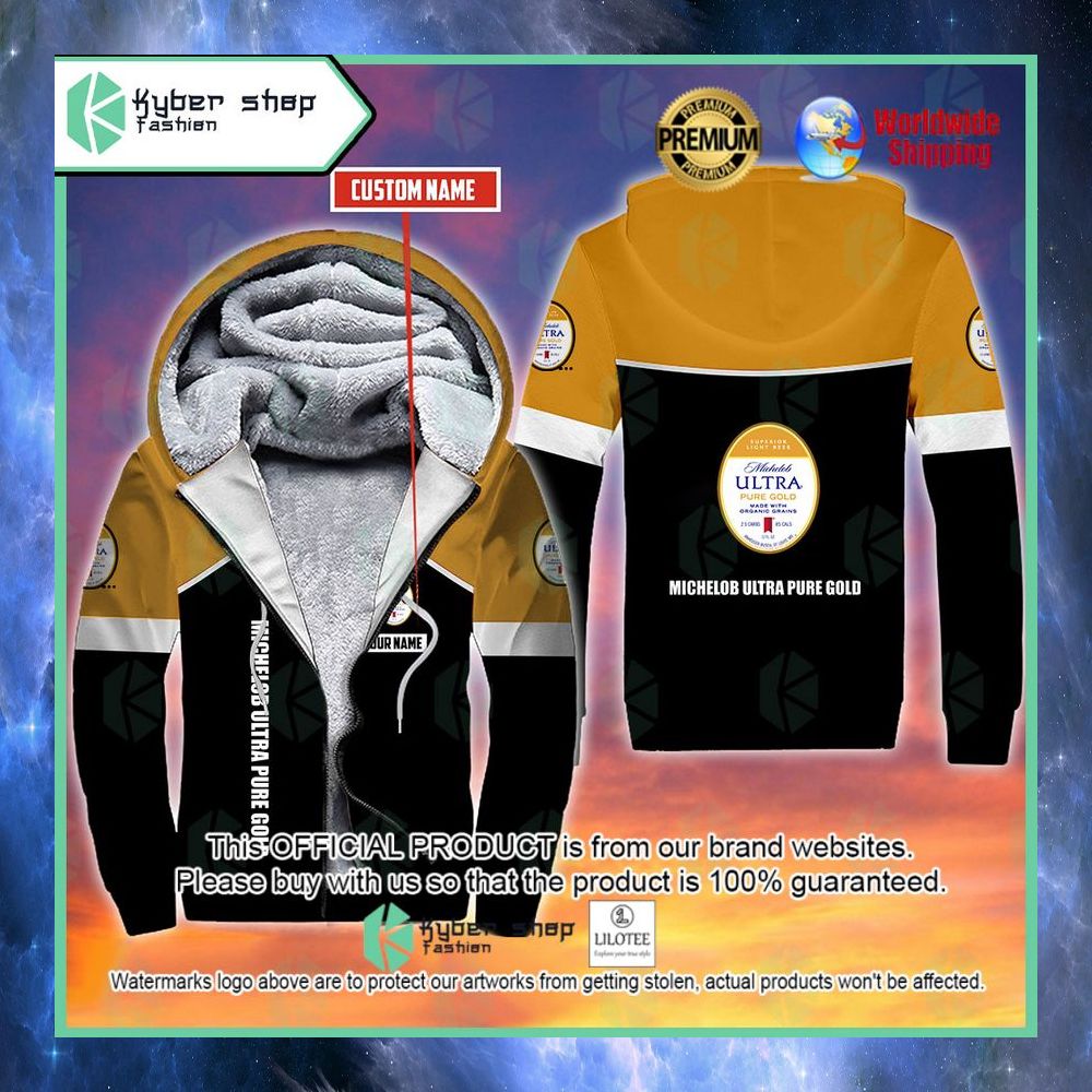 michelob ultra pure gold custom name 3d fleece hoodie 1 104