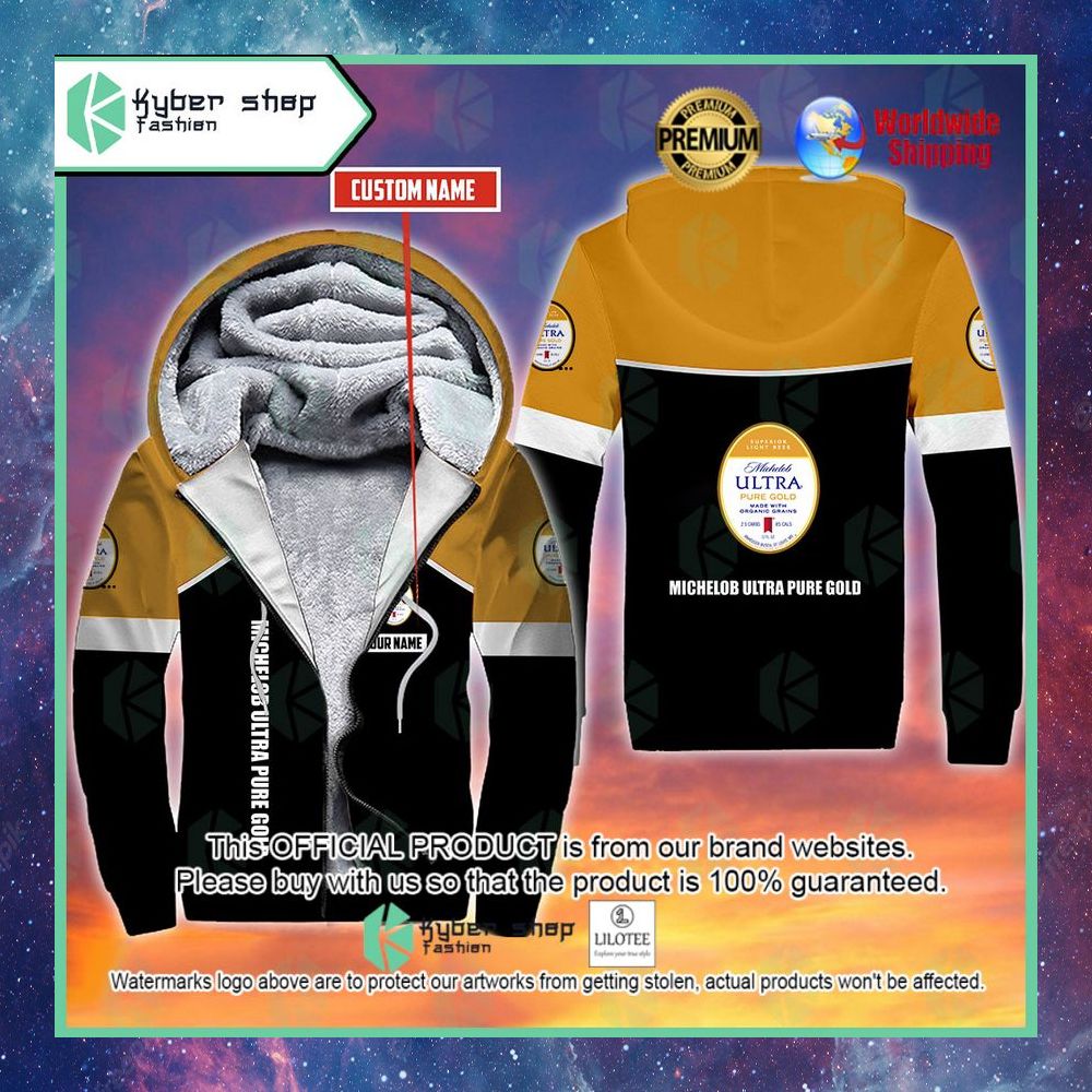 michelob ultra pure gold custom name 3d fleece hoodie 1 686