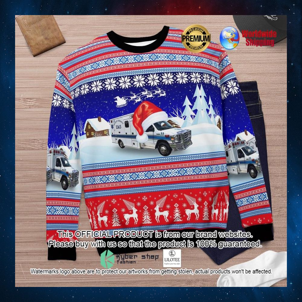 Michigan, Benzie County EMS Santa Hat Sweater - LIMITED EDITION 6 michigan benzie county ems santa hat sweater 6 985