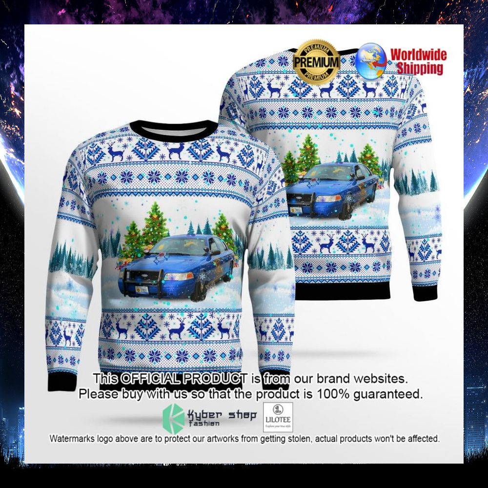 michigan state police ford crown victoria ugly sweater 1 278