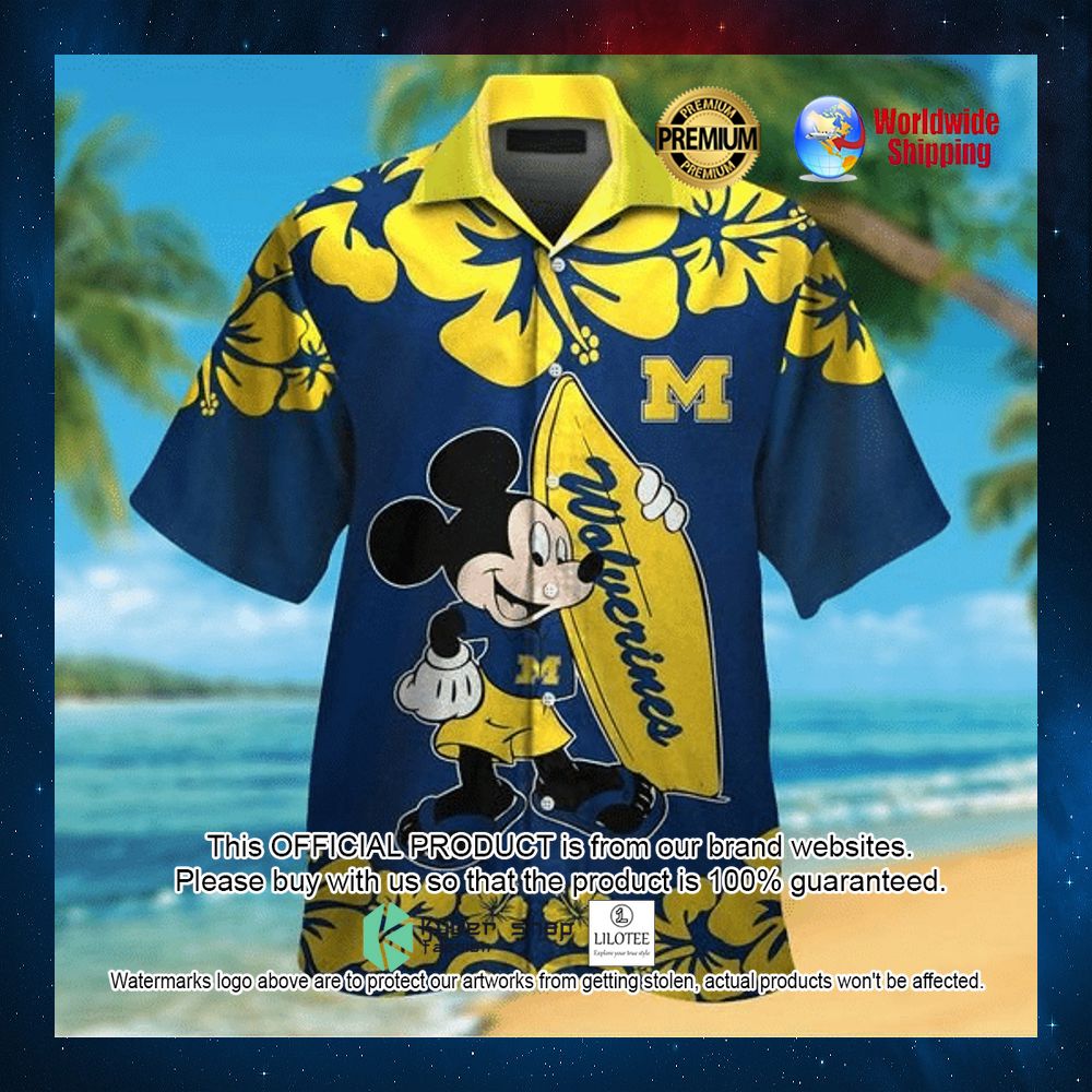 michigan wolverine football mickey mouse hawaiian shirt 1 455