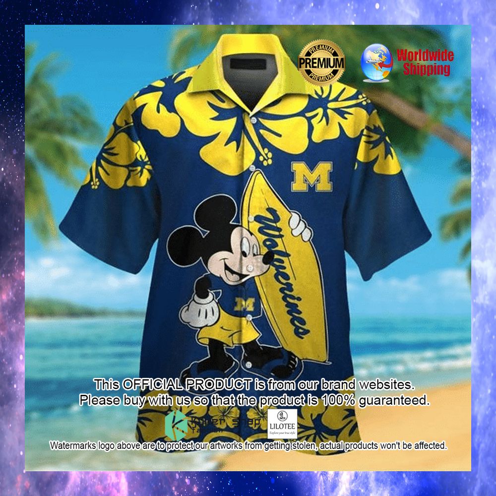 michigan wolverine football mickey mouse hawaiian shirt 1 836