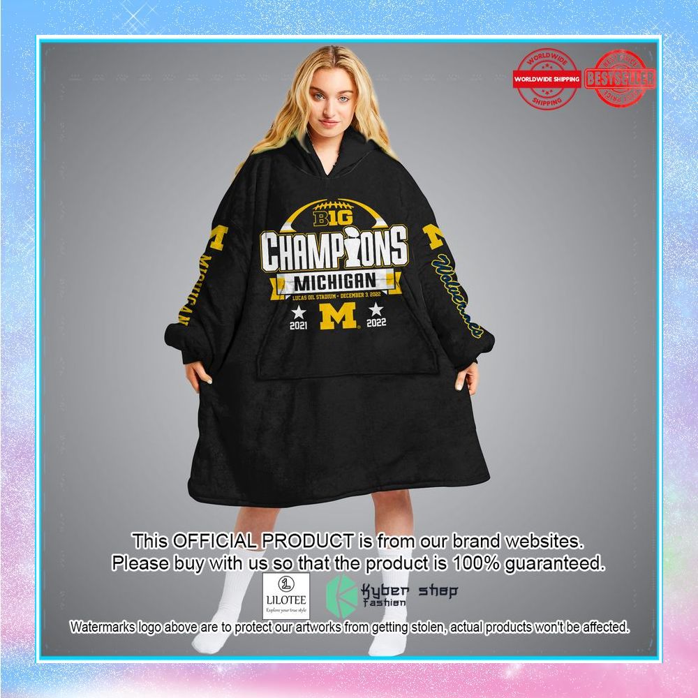 michigan wolverines back 2 back big ten champions oodie blanket hoodie 1 863