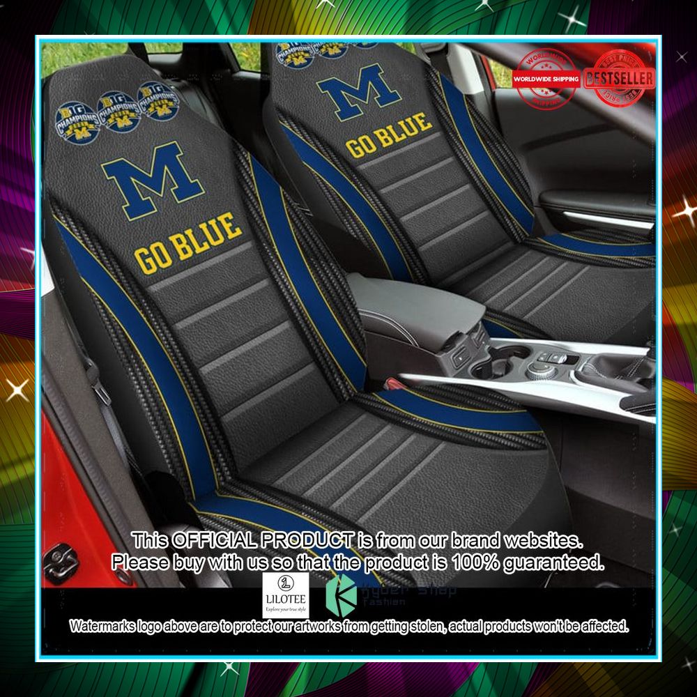 michigan wolverines champions go blue black seat covers 1 666